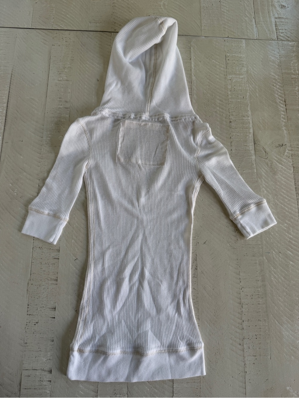 Vintage Y2K Abercrombie & Fitch Off White v-neck Hooded Thermal size XS - Picture 2 of 8